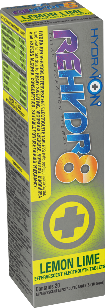 REHYDR8 Total Hydration Therapy <br> Effervescent Electrolyte <br> 20 Tablets -  <br>Lemon Lime